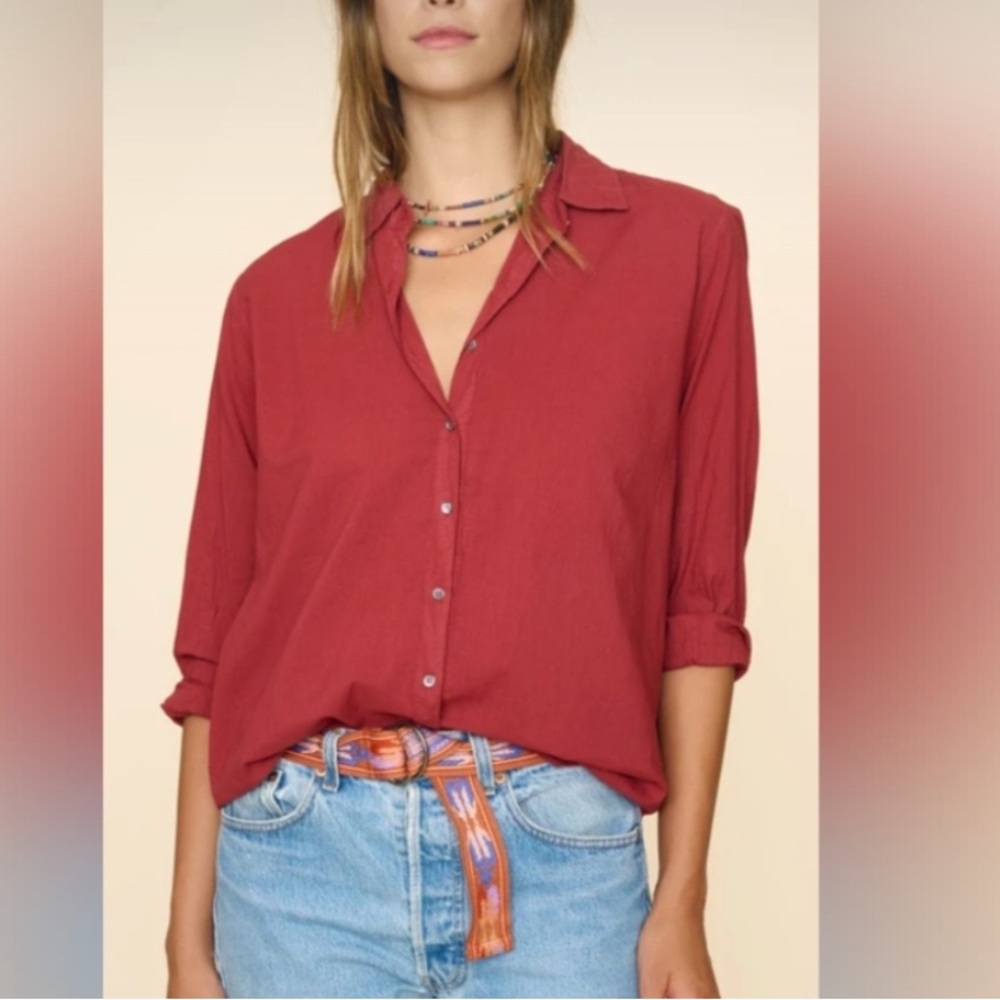 XIRENA Brick Red Beau Shirt Cotton Lightweight Size Small